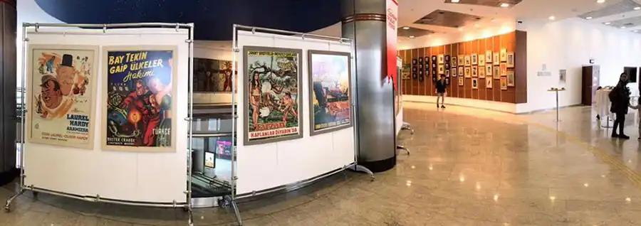 Ural Akyuz paintings at Caddebostan Culture and Art Center. Image shows the exhibition center.