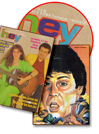 Ural Akyuz'a Shakin Stevens painting used as a poster at Hey Music Magazine.