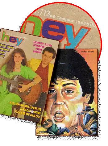 Ural Akyuz'a Shakin Stevens painting used as a poster at Hey Music Magazine.