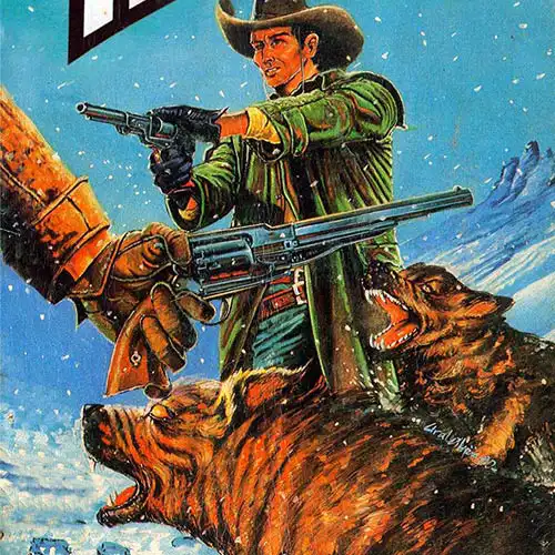 EARLY ART WORKS. Painting on Paper, Teks comic book cover, Wild West, Kirmizi Seytanlar - © Ural Akyuz